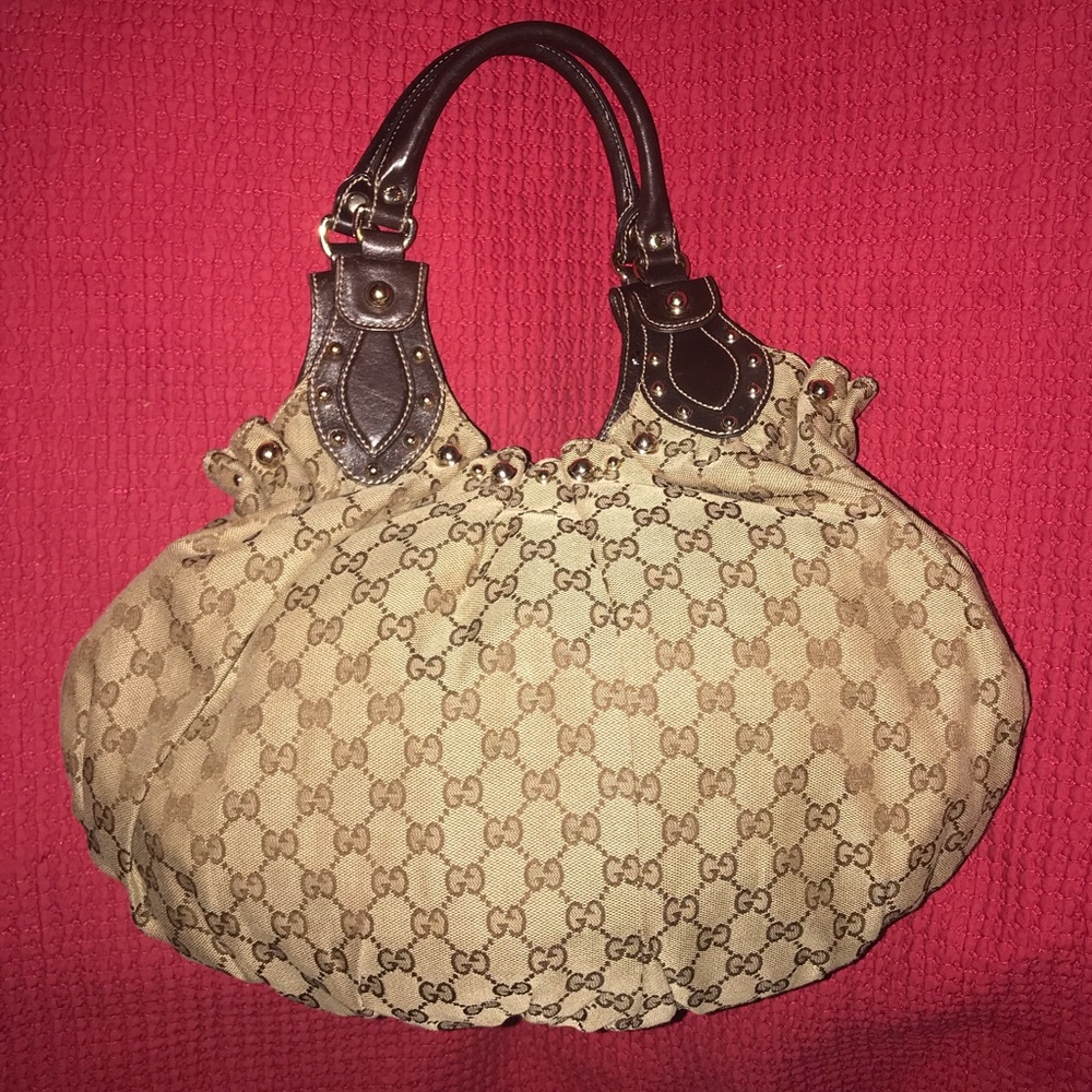 GUCCI monogram GG studded canvas bag